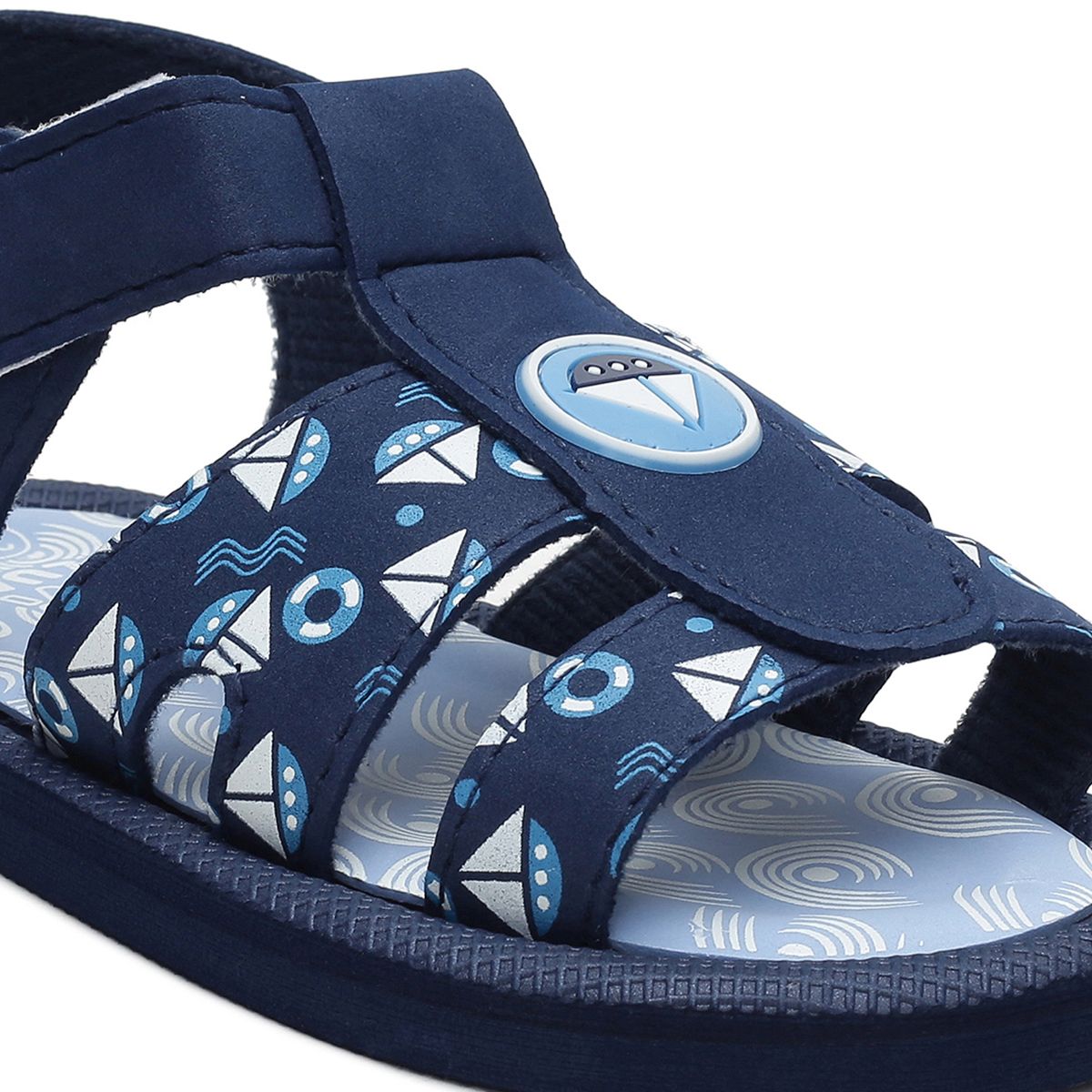 Baby Boys Navy Blue Nautical Printed Sandals Pack of 1 Pair Hook-and-Loop Casual Footwear