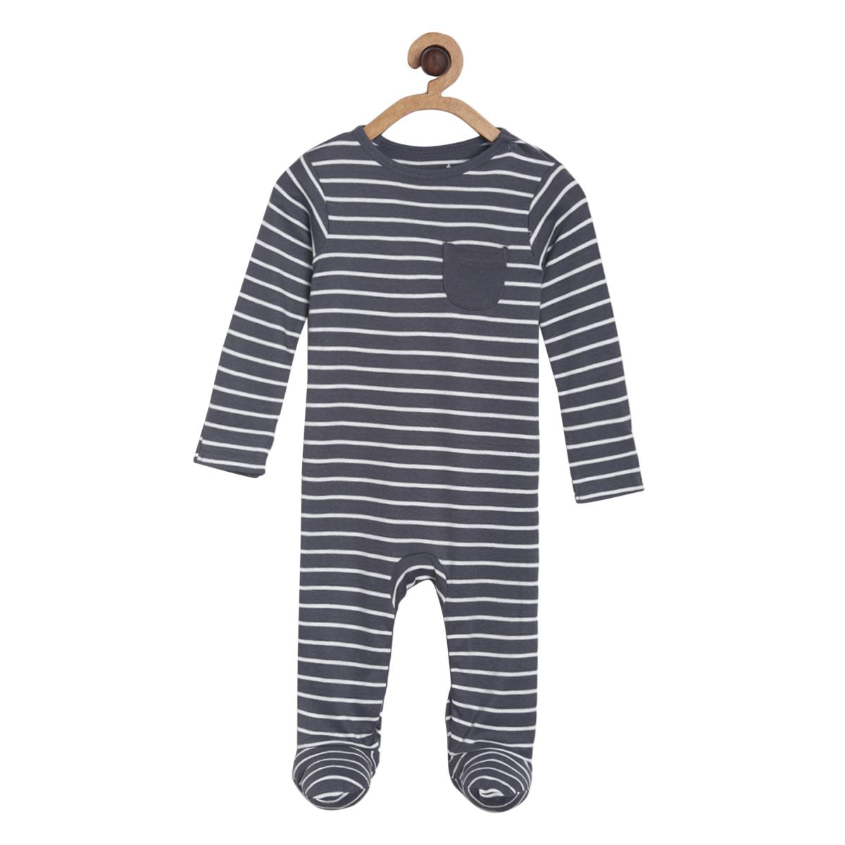 Baby Boys Printed Sleepsuit Pack of 2, Grey & White
