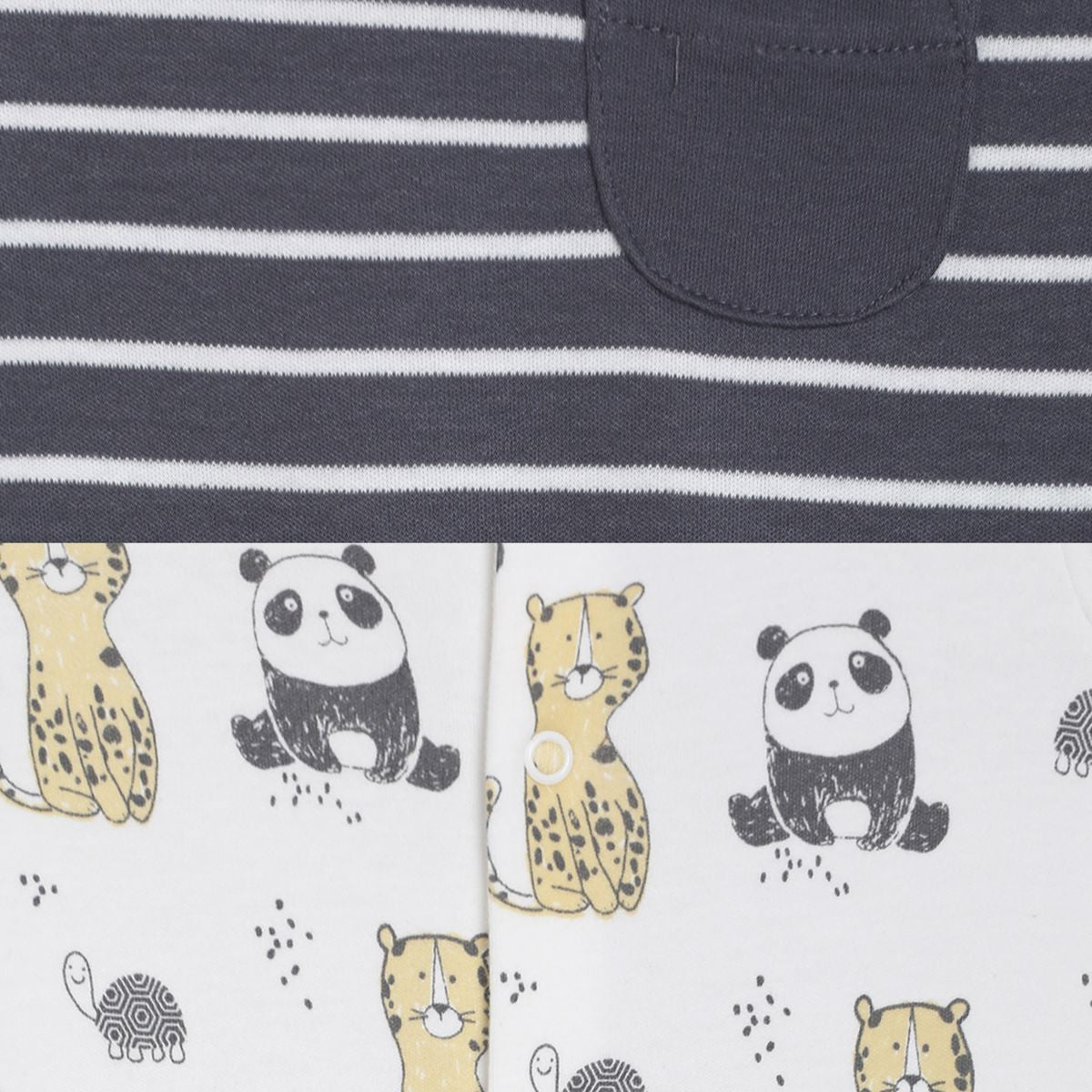 Baby Boys Printed Sleepsuit Pack of 2, Grey & White