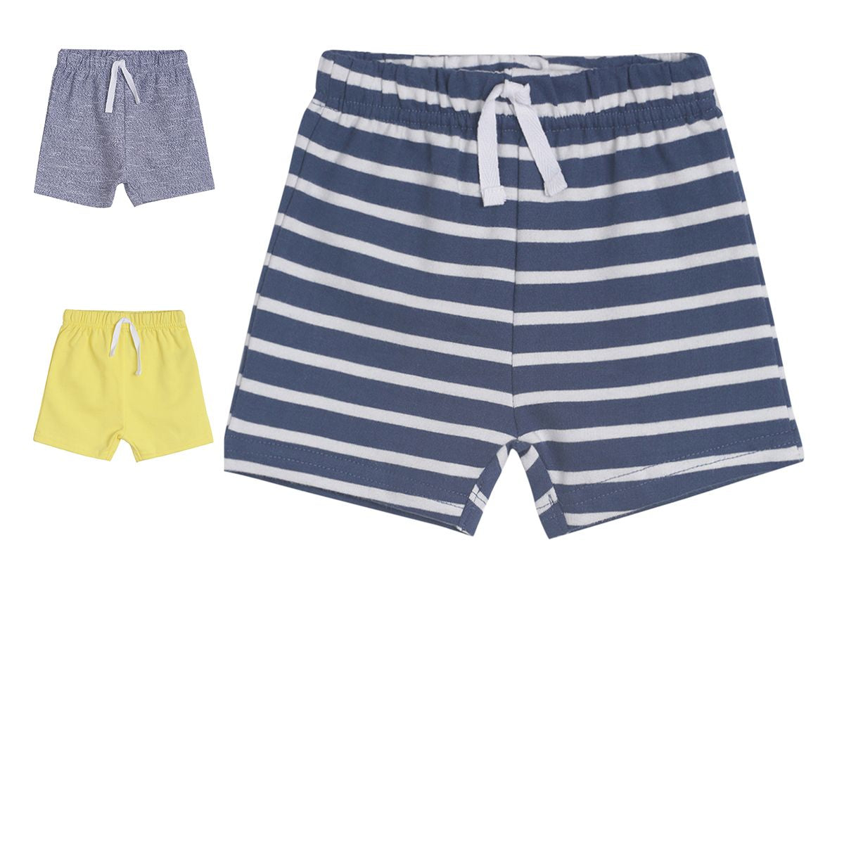 Pack of 3 shorts - dark blue & white for 0-3 Months