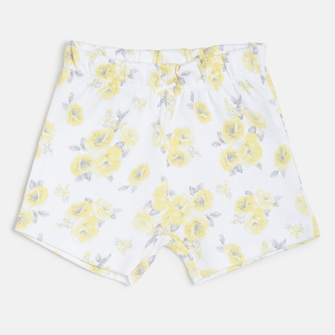 Baby Girls Grey, Yellow & White Cotton Printed Shorts Pack of 3 Regular Fit Casual Shorts