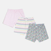 Baby Girls Pink, White & Multicolor Cotton Printed Shorts Pack of 3 Regular Fit Casual Shorts