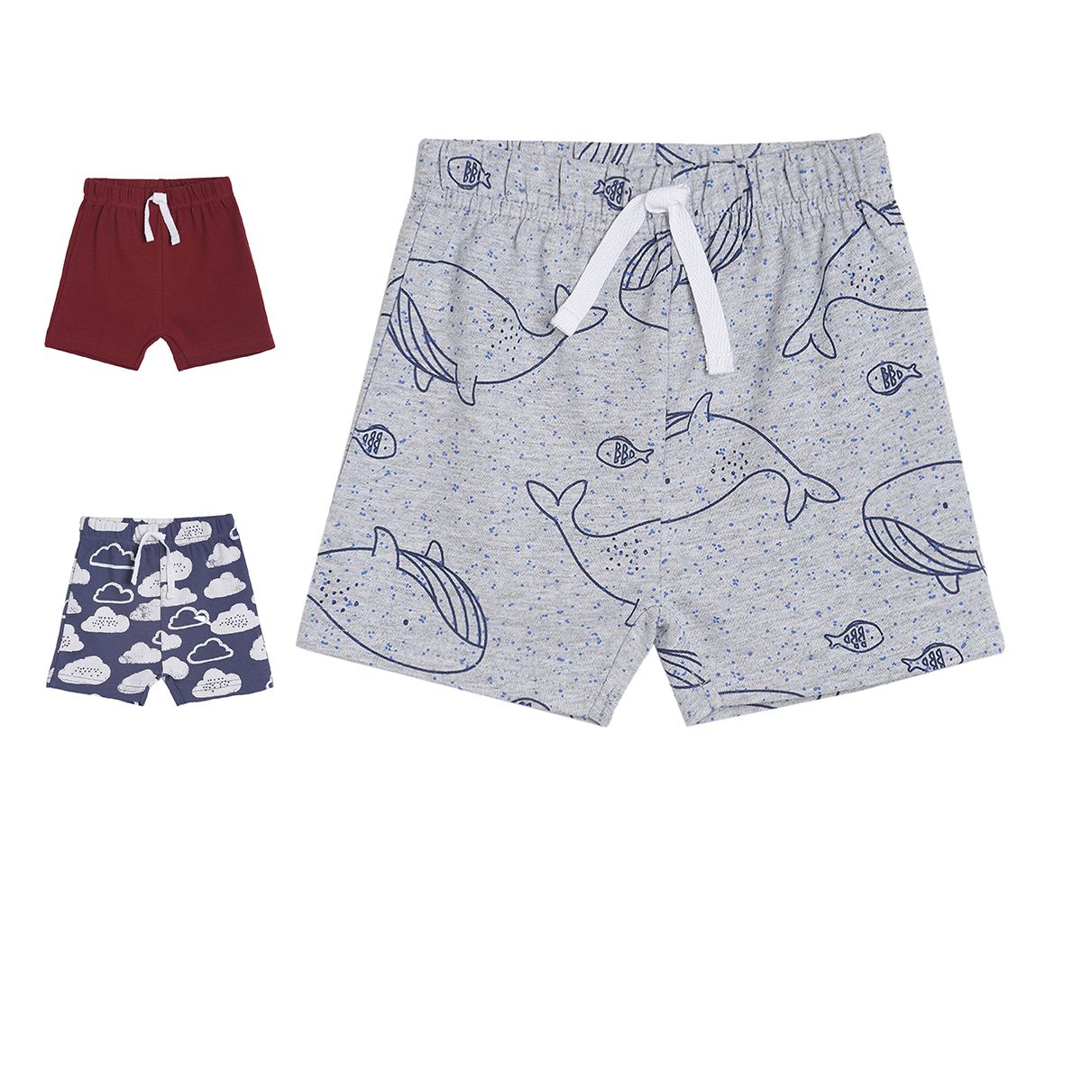 Pack of 3 shorts - greyish blue for 0-3 Months