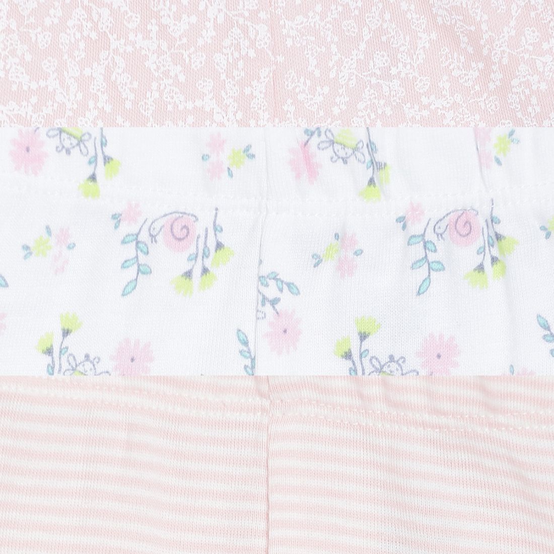 Baby Girls Pink & White Cotton Printed Leggings Pack of 3 Regular Fit Casual Leggings