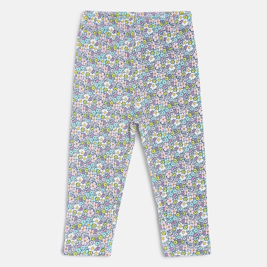 Baby Girls Pink, Yellow & Multicolor Cotton Printed Leggings Pack of 3 Regular Fit Casual Leggings