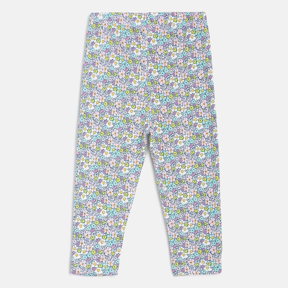 Baby Girls Pink, Yellow & Multicolor Cotton Printed Leggings Pack of 3 Regular Fit Casual Leggings