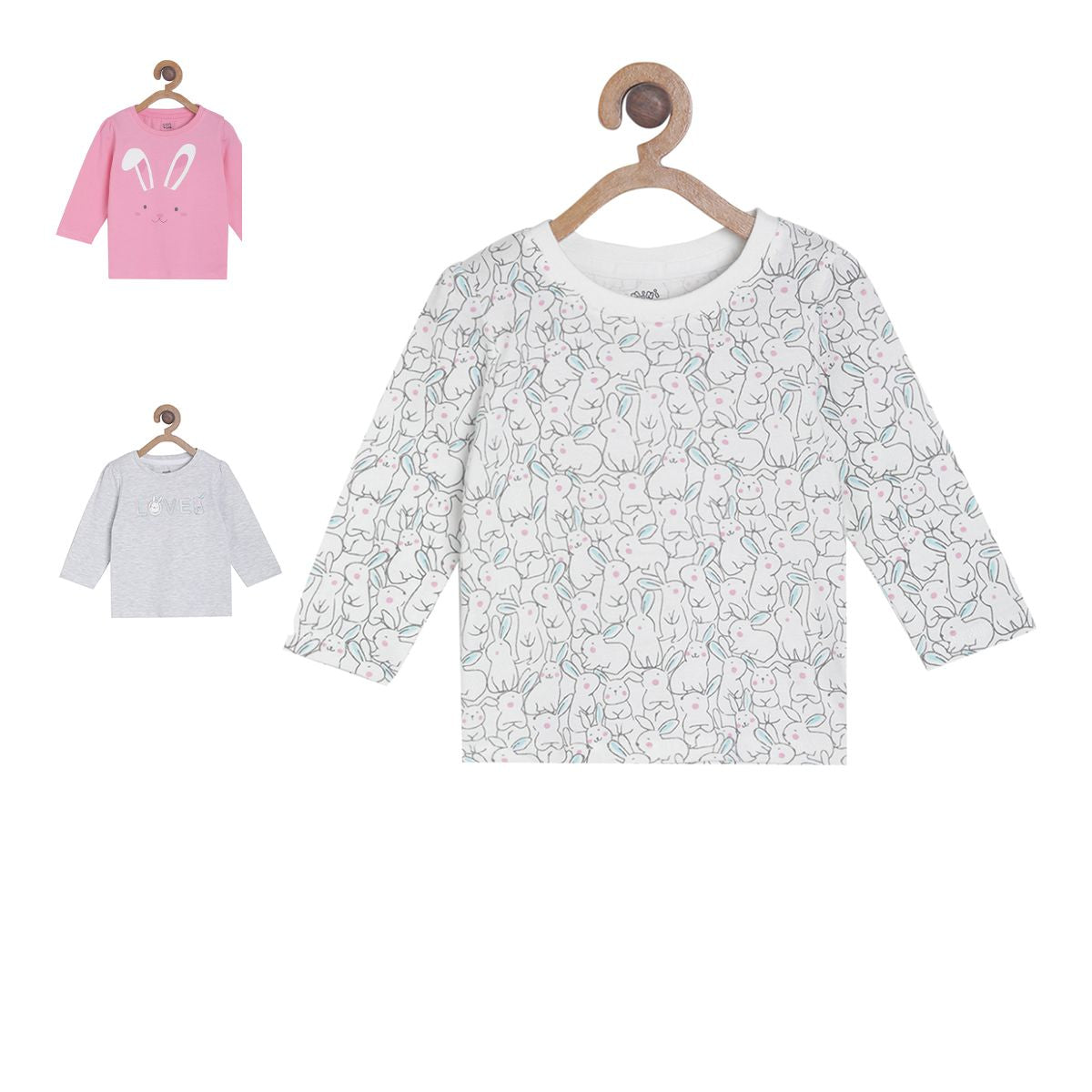 Pack of 3 knit top - white & sky blue for 0-3 Months