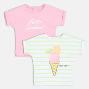 Pack of 2 knit top - baby pink for 0-3 Months