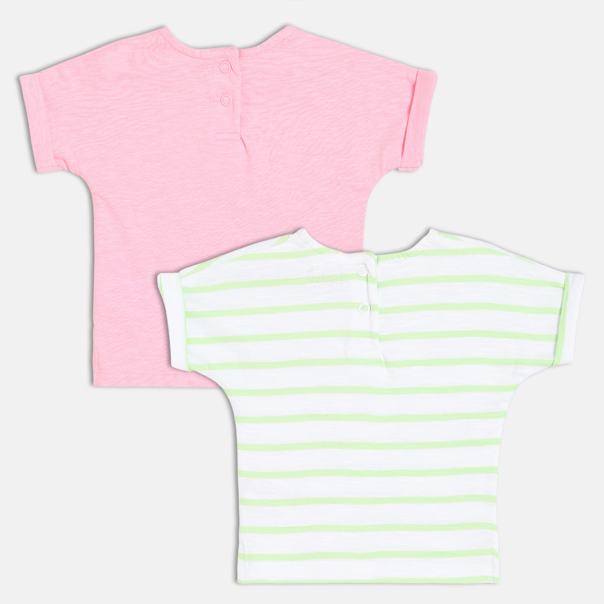 Baby Girls Printed Short Sleeve Tops Pack of two, Pink and White