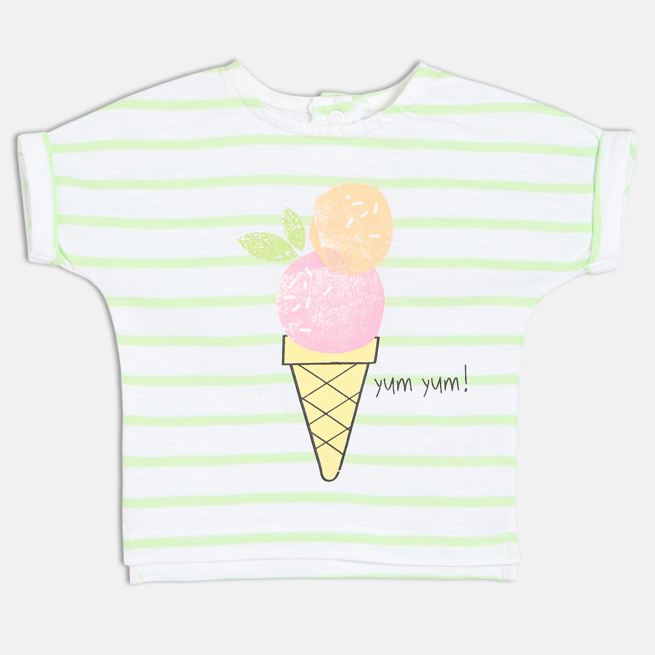 Baby Girls Printed Short Sleeve Tops Pack of two, Pink and White