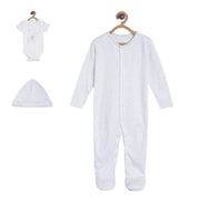 Pack of 3 sleep suit and bodysuit set - greyish blue for New Born