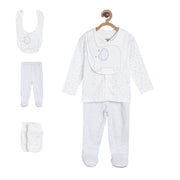 Pack of 4 front open vest and bottom set - white for New Born