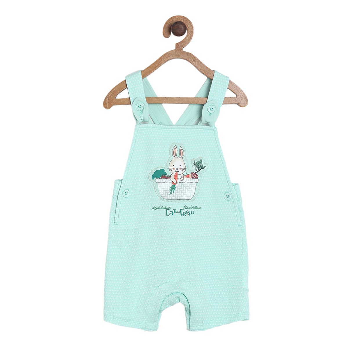 Pack of 2 dungaree set - white & turquoise green for 3-6 Months