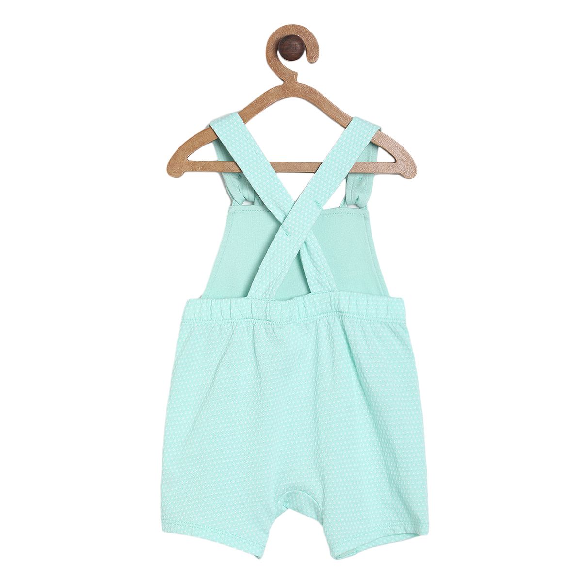 Pack of 2 dungaree set - white & turquoise green for 3-6 Months