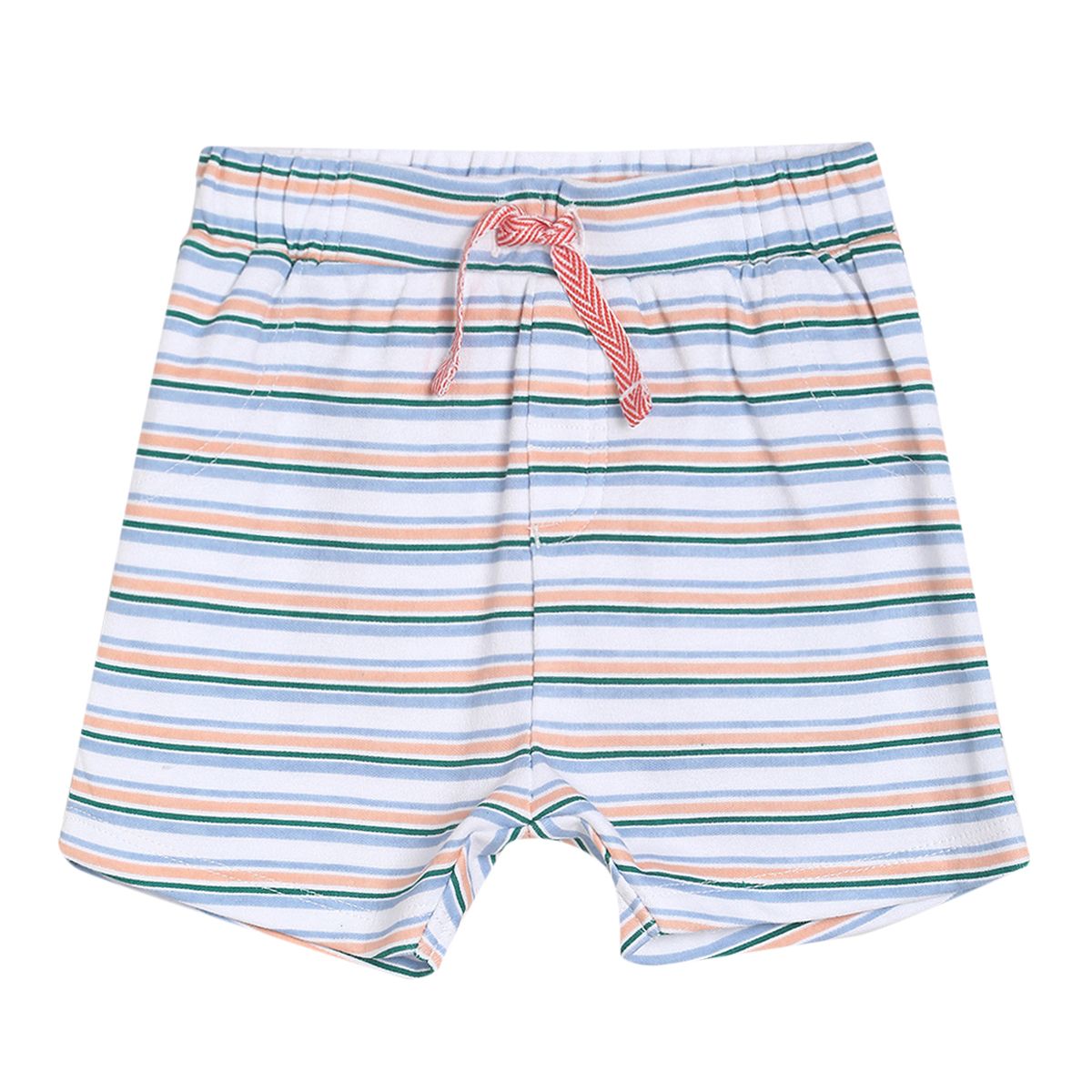 Pack of 2 tee and shorts set - peach & white and blue for 0-3 Months