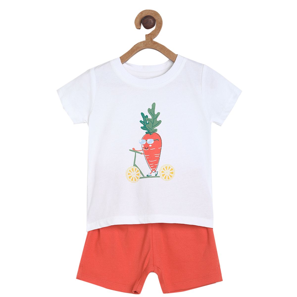 Pack of 2 tee and shorts set - white & red for 0-3 Months