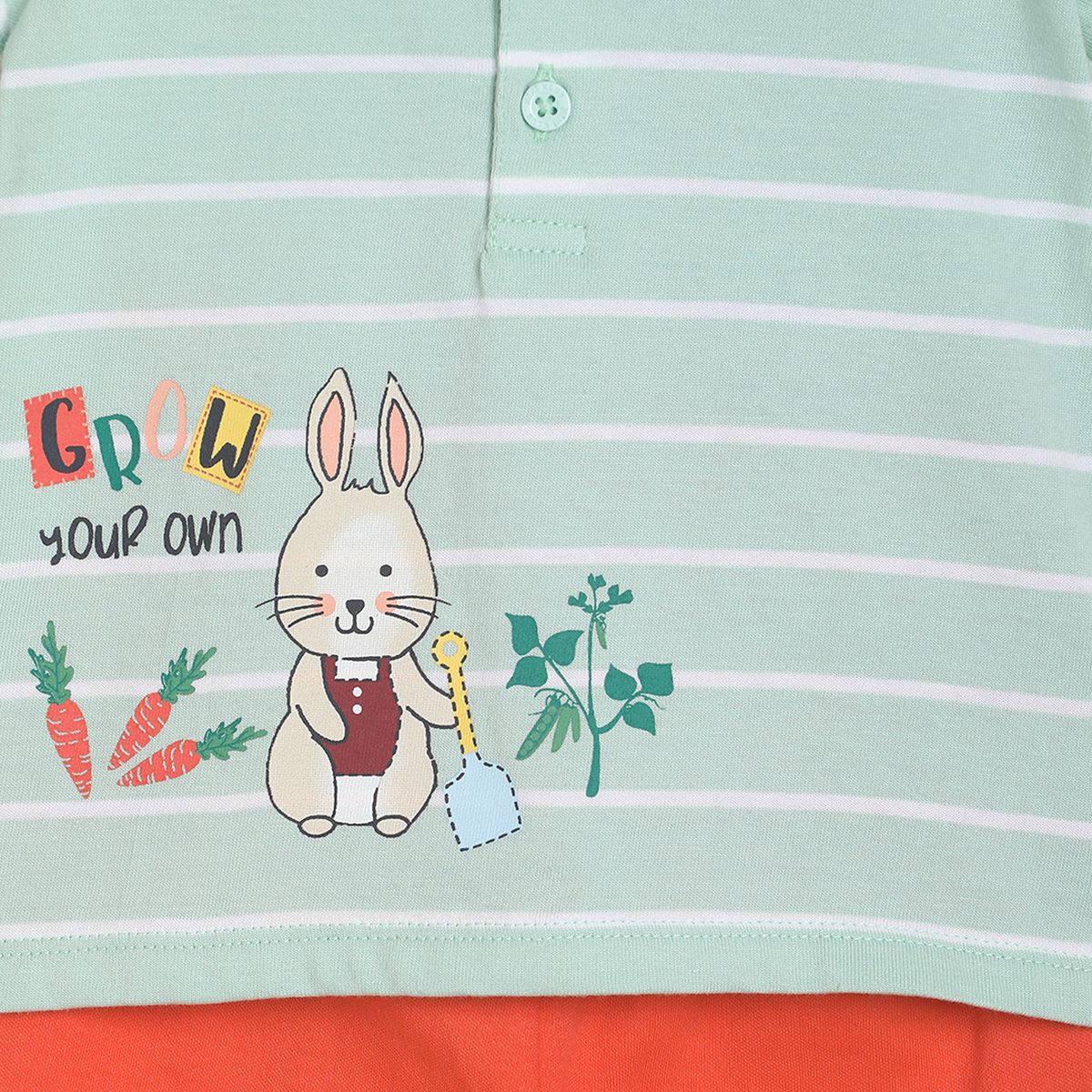 Pack of 2 tee and full length bottom - sky blue & bright red for 0-3 Months