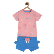 Pack of 2 tee and shorts set - lavender & bl;ue for 0-3 Months