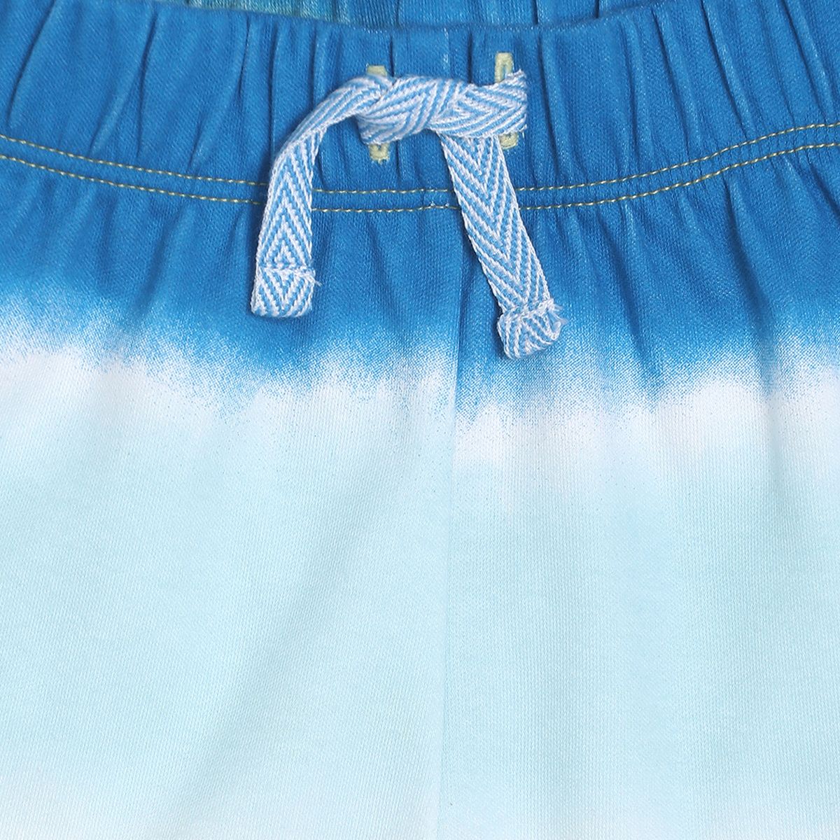 Yellow Panel Printed Tee With Tie Dyed Inspired Shorts