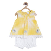 Pack of 2 top and shorts set - lemon yellow & white for 0-3 Months