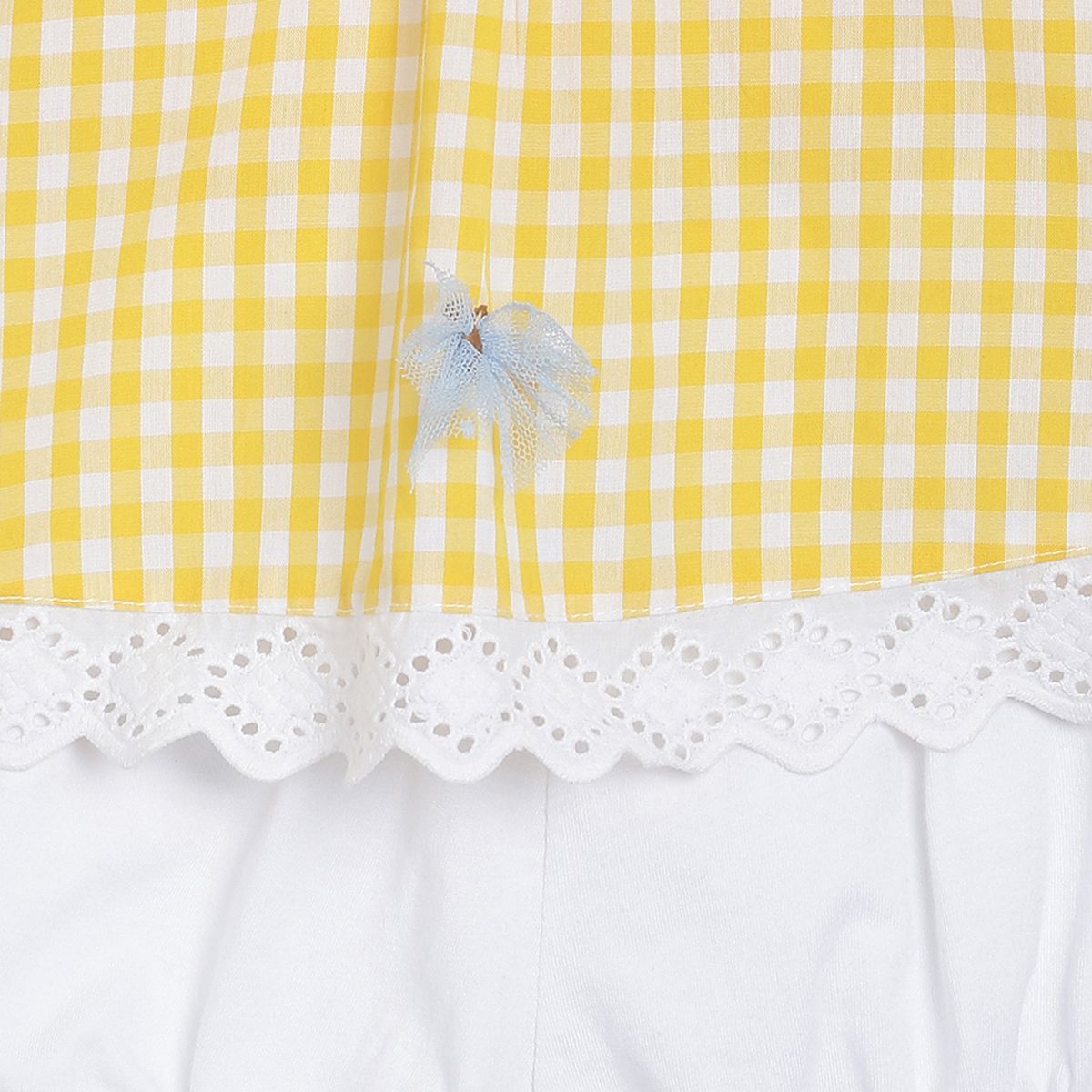Pack of 2 top and shorts set - lemon yellow & white for 0-3 Months