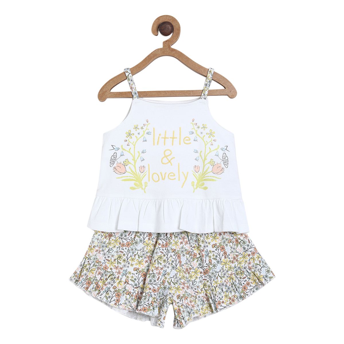 Pack of 2 top and shorts set - white & light blue for 0-3 Months
