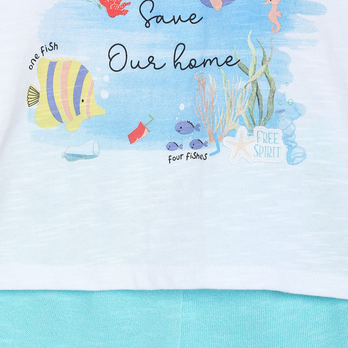 Pack of 2 top and shorts set - white & sky blue for 0-3 Months