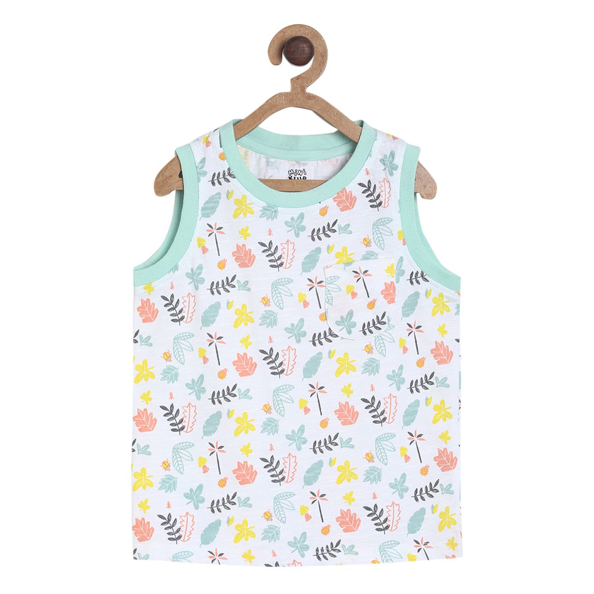 Pack of 1 t-shirt - white & light mint green for 3-6 Months