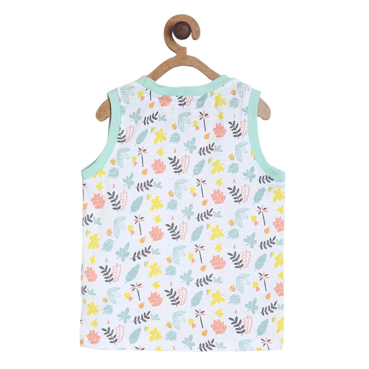 Pack of 1 t-shirt - white & light mint green for 3-6 Months