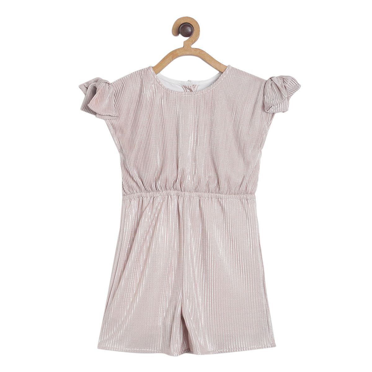 Pink Lurex Striper Pleated Party Jumpsuit