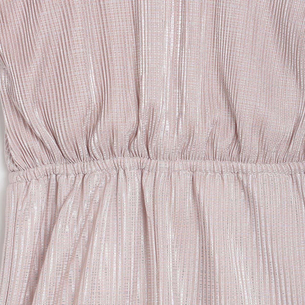 Pink Lurex Striper Pleated Party Jumpsuit