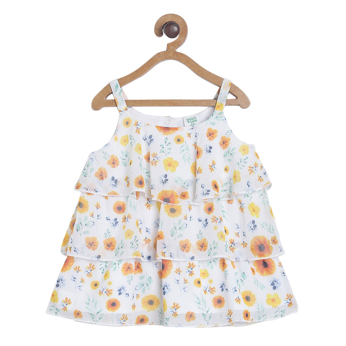 Pack of 1 woven top - white & yellow for 3-6 Months
