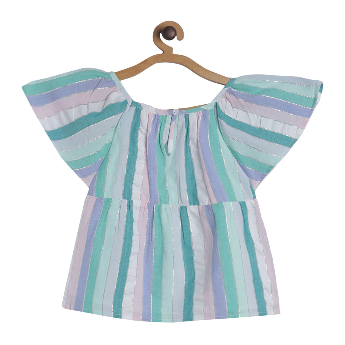 Pack of 1 woven top - blue & baby pink for 3-6 Months