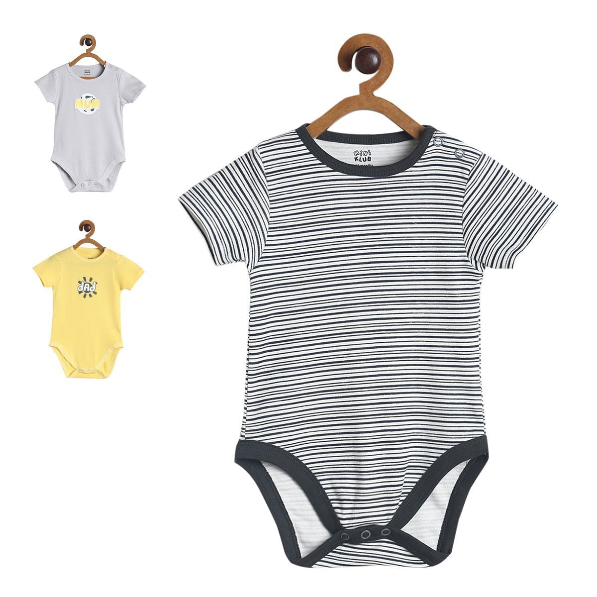 Pack of 3 bodysuit - grey & black for New Born