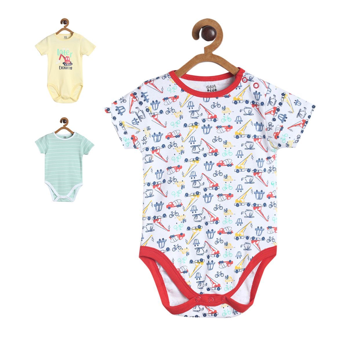 Pack of 3 bodysuit - white & red for New Born