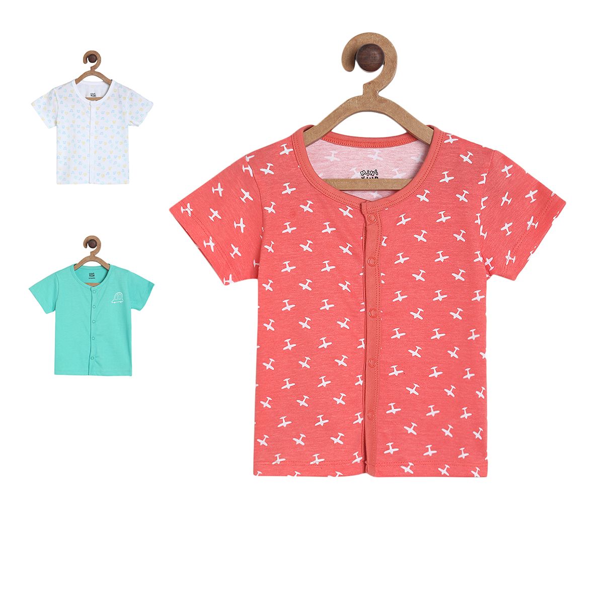 Pack of 3 front open vest - red for New Born