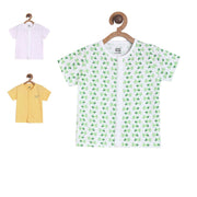 Pack of 3 front open vest - white & mint green for New Born