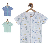 Pack of 3 front open vest - light blue for New Born