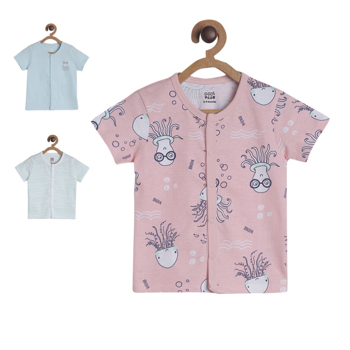 Pack of 3 front open vest - lavender for New Born