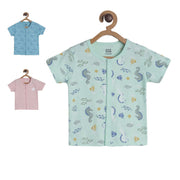 Pack of 3 front open vest - light blue & lightgray for New Born
