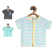 Pack of 3 front open vest - sky blue & yellow for New Born