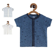Pack of 3 front open vest - dark blue & black for New Born