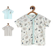 Pack of 3 front open vest - white & mint green for New Born