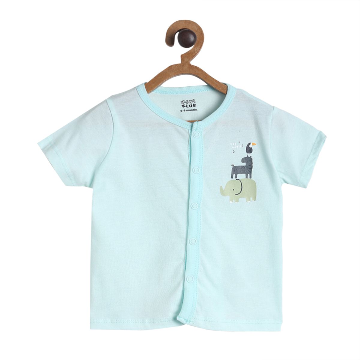 Pack of 3 front open vest - white & mint green for New Born