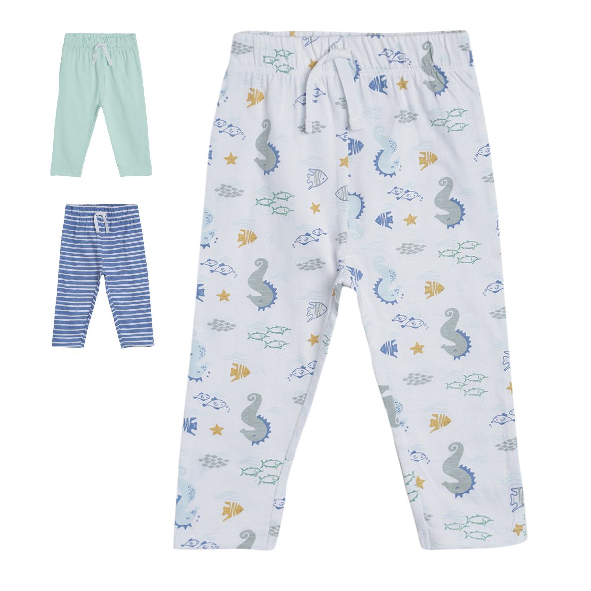 Pack of 3 knit bottom - sky blue for 0-3 Months