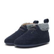 Baby Boys Navy Blue Suede Finish Fur Trim Booties Pack of 1 Pair Soft Sole Everyday Footwear