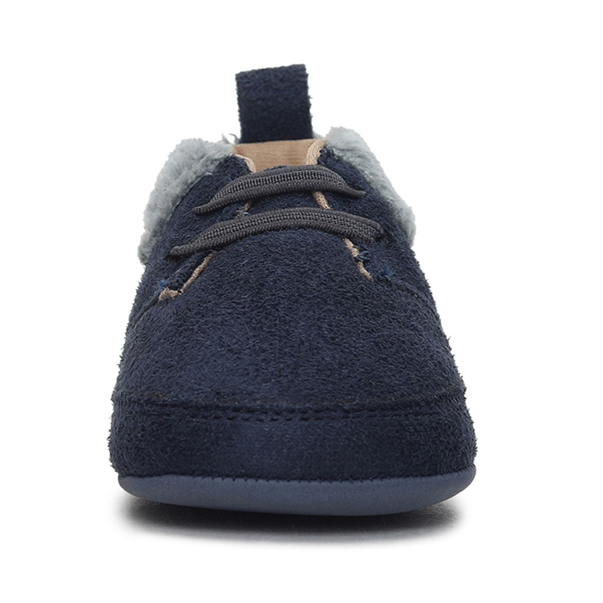Baby Boys Navy Blue Suede Finish Fur Trim Booties Pack of 1 Pair Soft Sole Everyday Footwear
