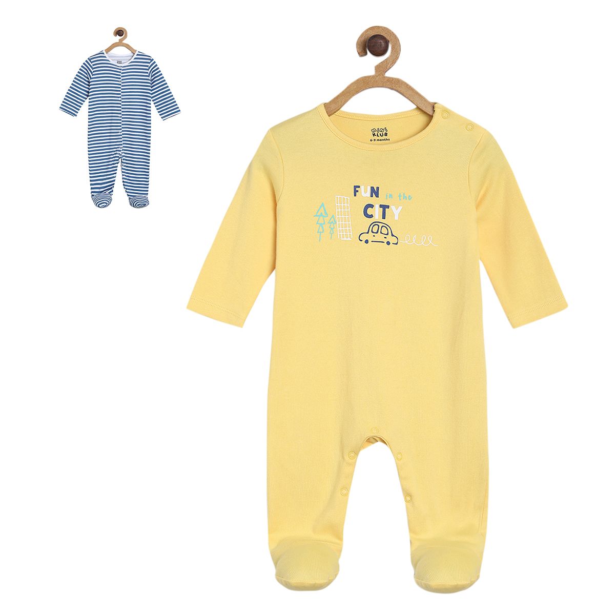 Pack of 2 sleepsuit - mango yellow for New Born
