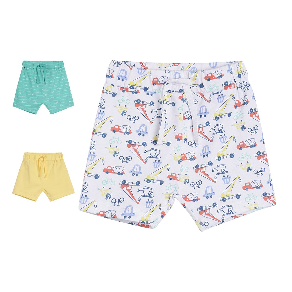 Pack of 3 shorts - white & blue for 0-3 Months