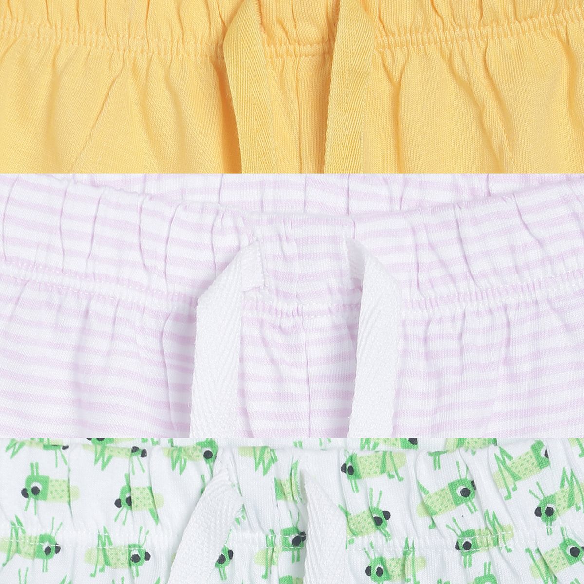 Pack of 3 shorts - white & mint green for 0-3 Months